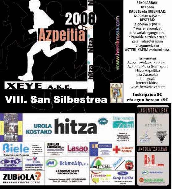 San Silvestre Azpeitia 2008 kartela