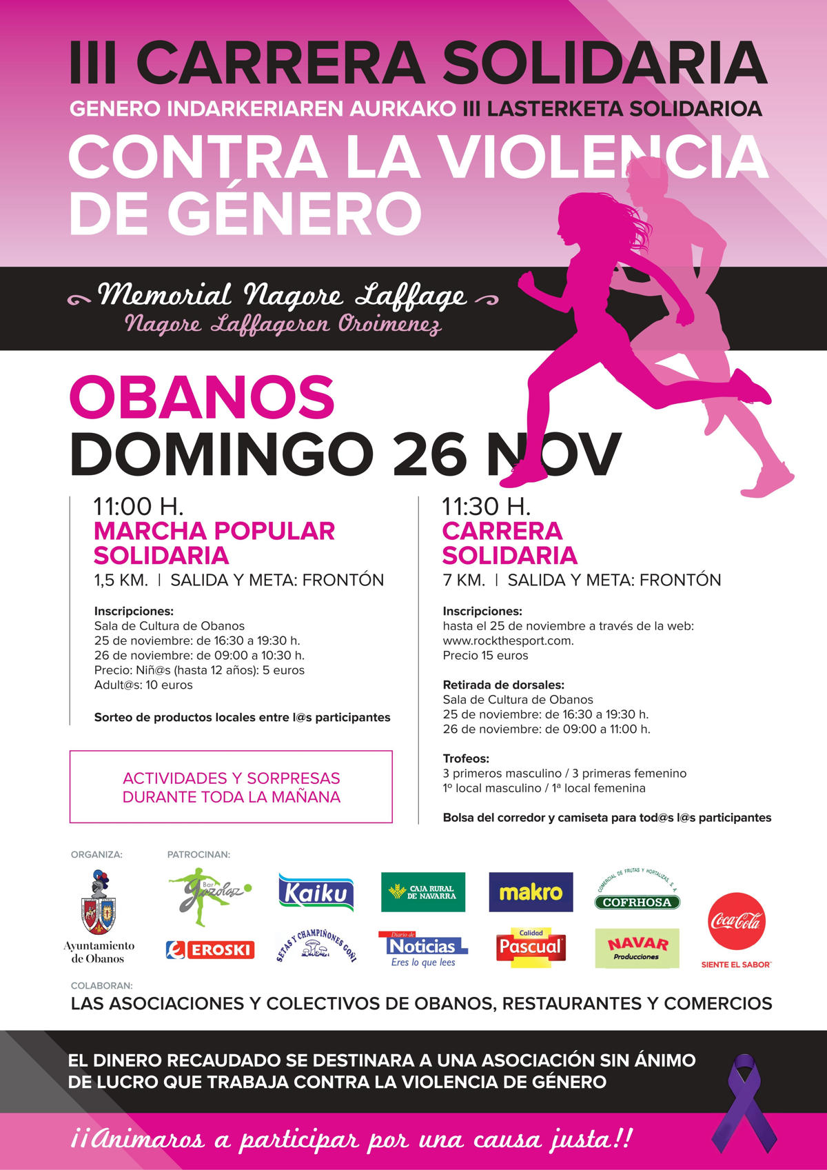 III. GENERO INDARKERIAREN AURKAKO LASTERKETA SOLIDARIOA - CARRERA SOLIDARIA CONTRA LA VIOLENCIA DE GÉNERO - 2017