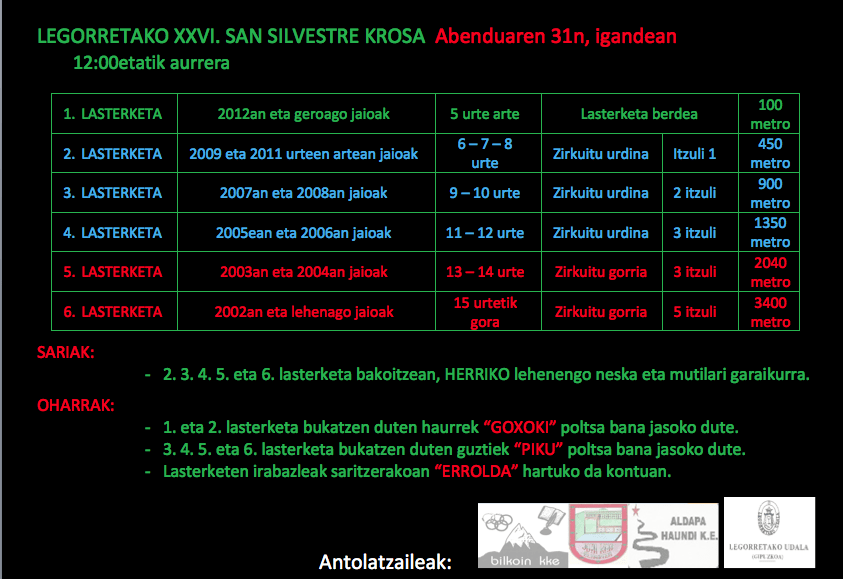 XXVII. SAN SILVESTRE - LEGORRETA - 2017
