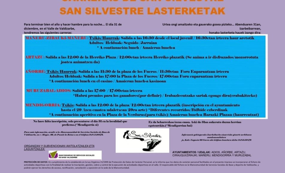 SAN SILVESTRE - MENDIGORRIA / MAÑERU ZIRAUKI / ARTAZU / AÑORBE / MURUZABAL-ADIOS - 2022