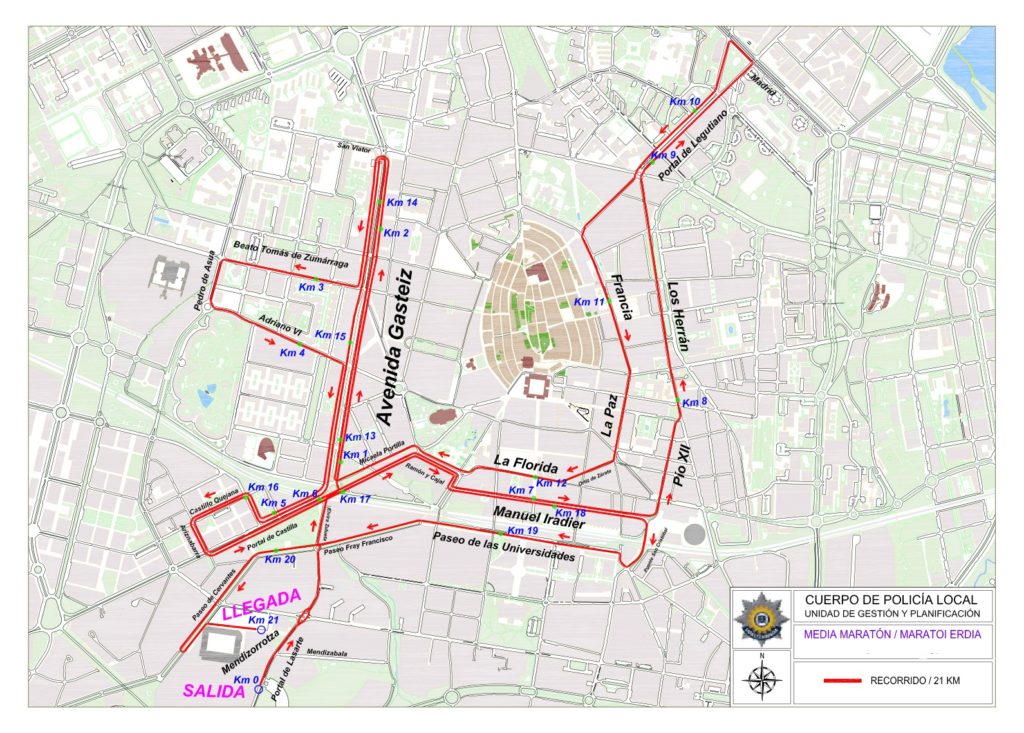 XLV. MEDIO MARATÓN VITORIA - GASTEIZKO ERDI MARATOIA - LA MEDIA - 2023 - IBILBIDEA - RECORRIDO