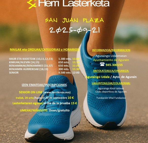 XXXVI. CARRERA POPULAR AGURAIN HERRI LASTERKETA - 2025