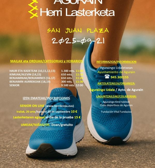 XXXVI. CARRERA POPULAR AGURAIN HERRI LASTERKETA - 2025